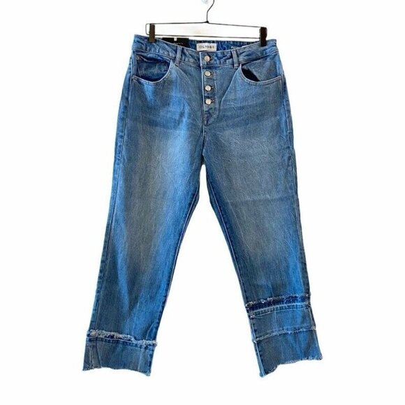 DL1961 Denim - DL1961 Womens Patti Crop Straight Leg Jeans Blue Button Fly Stretch Denim 30 New